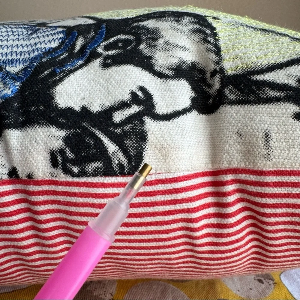 Embroidered Crowd sketch small pillow